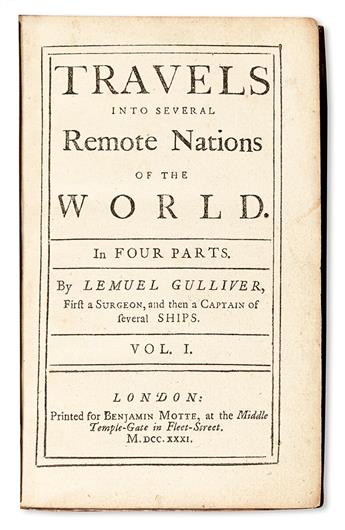 SWIFT, JONATHAN.  Travels into Several Remote Nations of the World . . . By Lemuel Gulliver.  2 vols.  1731